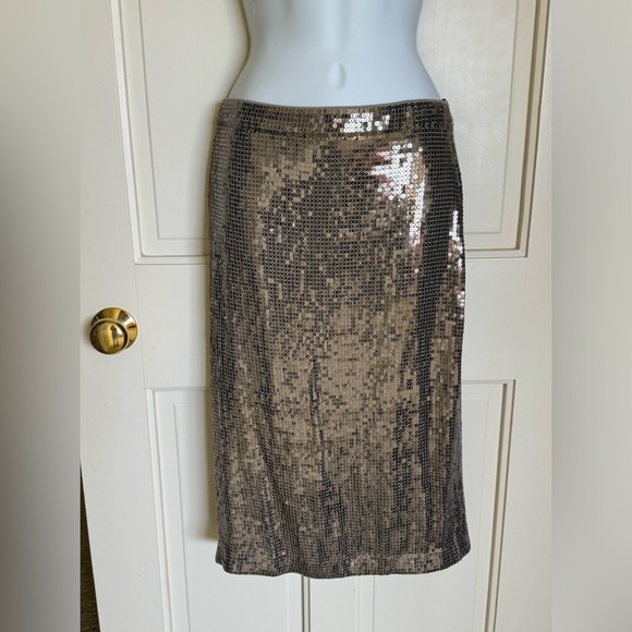 Alice + Olivia Sequin Gunmetal Silver Skirt 10 - Picture 2 of 13